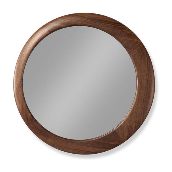Nástěnné zrcadlo s rámem z ořechového dřeva Wewood - Portuguese Joinery Luna, Ø 60 cm
