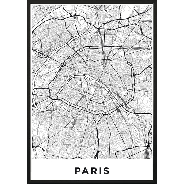 Плакат за стена в рамка MAP/PARIS/NO2, 40 x 50 cm Map Paris - DecoKing