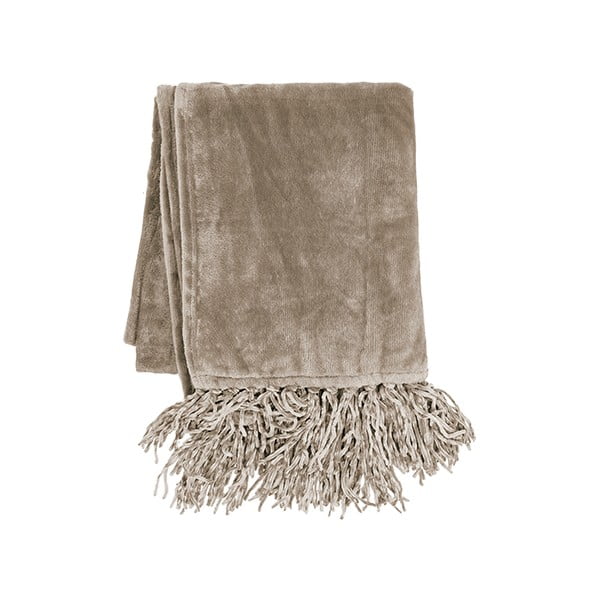 Кафяво микро плюшено одеяло с пискюли, 220 x 240 cm - Tiseco Home Studio