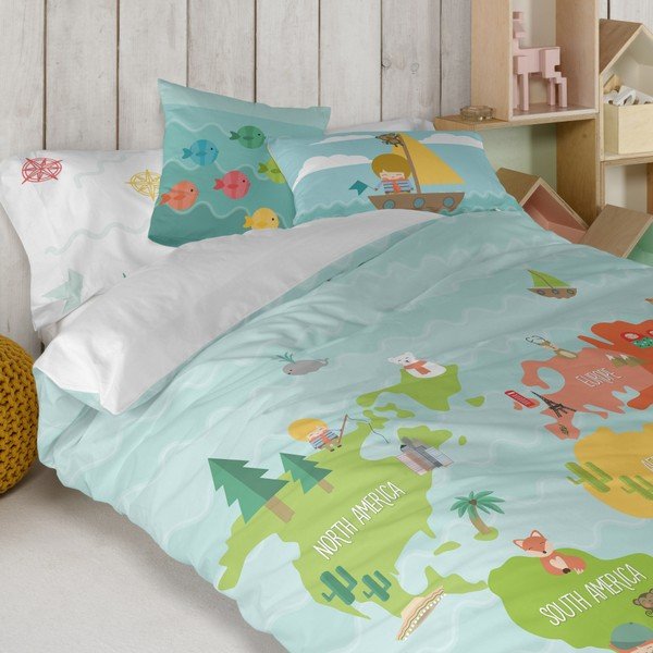 Калъфка за възглавница от чист памук Happynois , 50 x 30 cm World Map - Mr. Fox-image-1