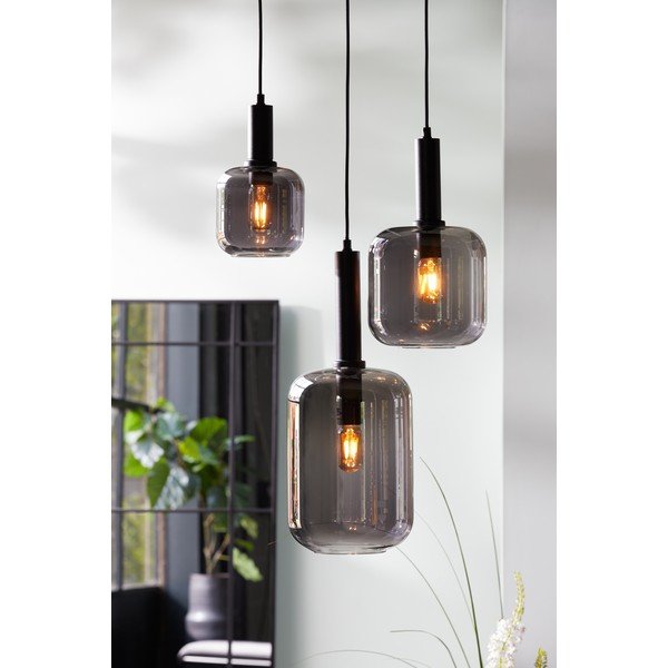 Сива лампа за таван със стъклен абажур ø 16 cm Lekar - Light & Living-image-1