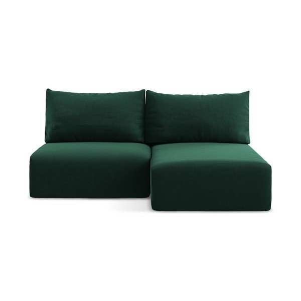 Тъмнозелен кадифен сгъваем/с място за съхранение ъглов диван (десен ъгъл) Kalena – Makamii