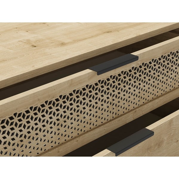 Нисък скрин с дъбов декор в естествен цвят 90x80 cm Inca - Marckeric-image-4