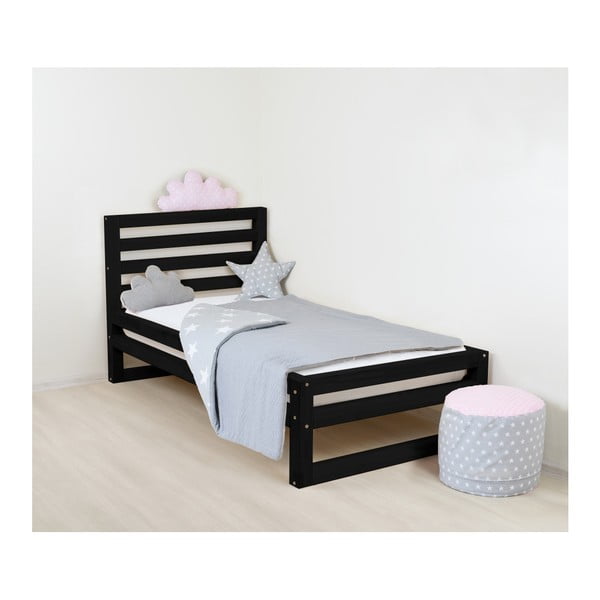 Детско черно дървено единично легло DeLuxe, 180 x 120 cm - Benlemi