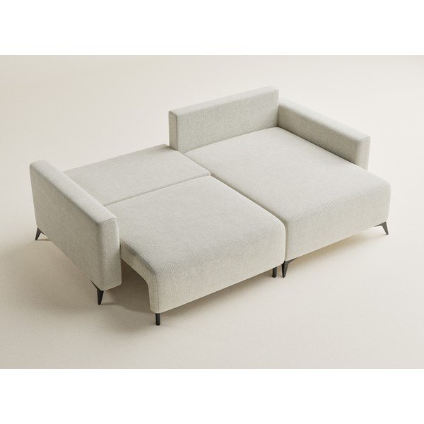 Кремав шенилов сгъваем/с място за съхранение ъглов диван (десен ъгъл) Leon – Maison de Rêve-image-3