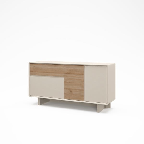 Скрин от дъбов декор бежов и естествен цвят 146x76x45 cm Carpi – Marckeric-image-3