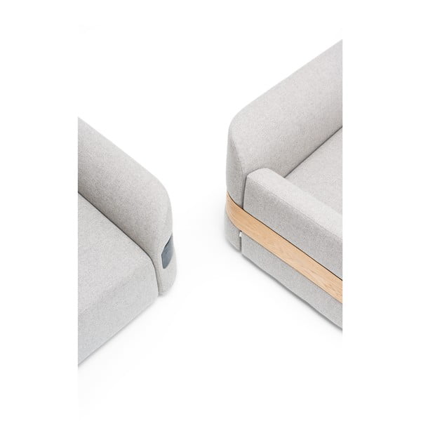 Светлосив модул на дивана (в левия ъгъл) от смес от вълна и лен Hugg - Gazzda-image-4
