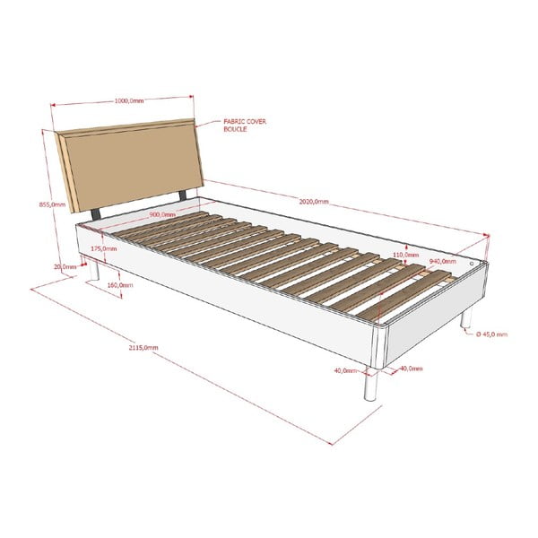 Бяло единично легло 90x200 cm от масивен бук с включена подматрачна рамка Forrest – Vipack-image-2