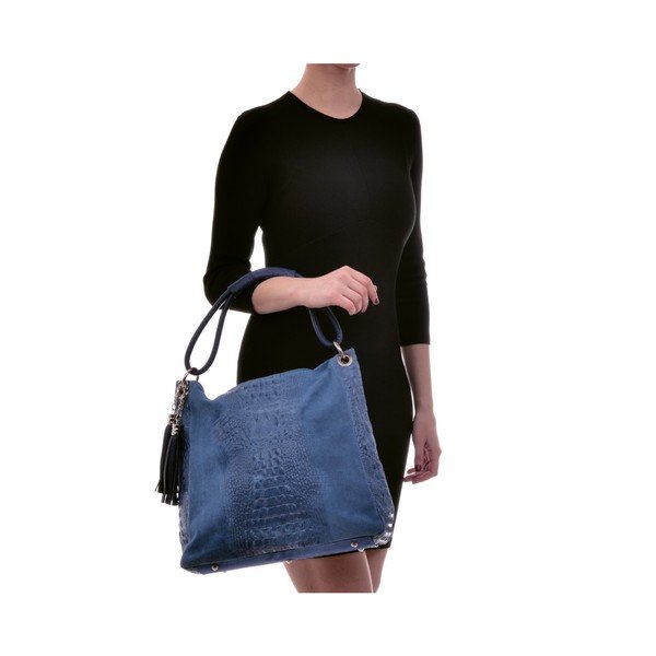 Modrá kožená kabelka Luisa Vannini Zunna-image-1