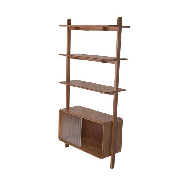 Кафява библиотека от масивен ясен с плъзгащи се врати 90x180x35 cm Rise – Zuiver-image-2