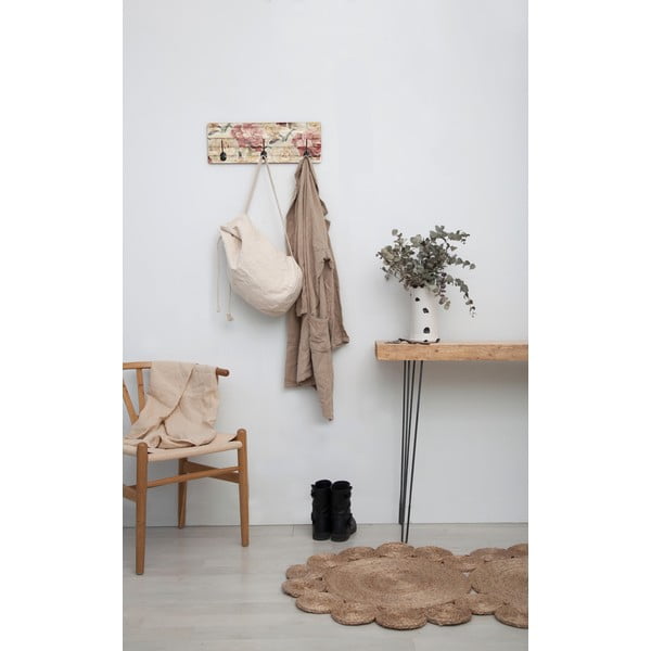 Закачалка за стена от борова дървесина Tierra Bella White Flowers, 50 x 20 cm - Surdic-image-1