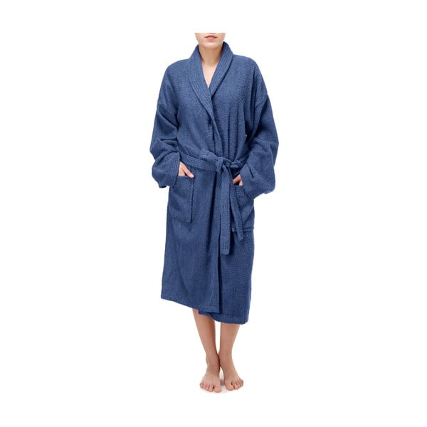 Син памучен халат за баня L Zoe - IHOME