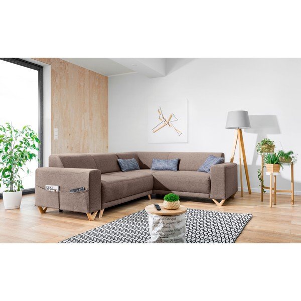 Кафяв разтегателен/с място за съхранение ъглов диван (десен ъгъл/L форма) Classy Sophie – Miuform-image-3