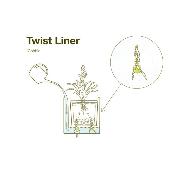 Зелена саксия с босилек за самополиване Trio, 40 x 14 cm Cobble - Flower Lover-image-2