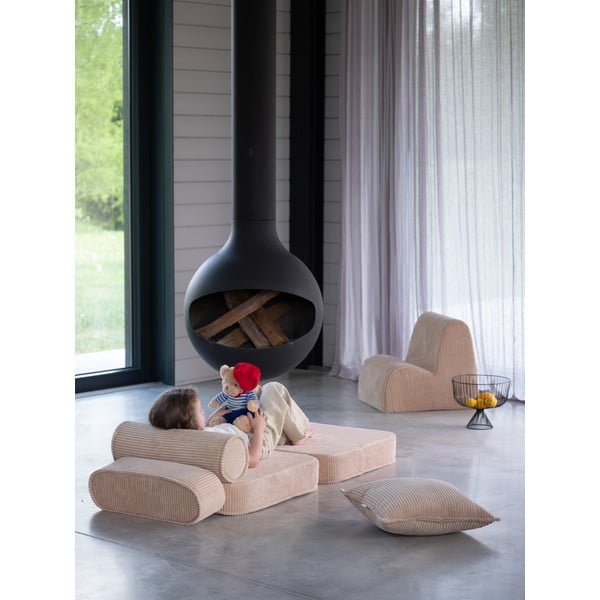 Светлокафяв детски стол от рипсено кадифе Flip – Wigiwama-image-4