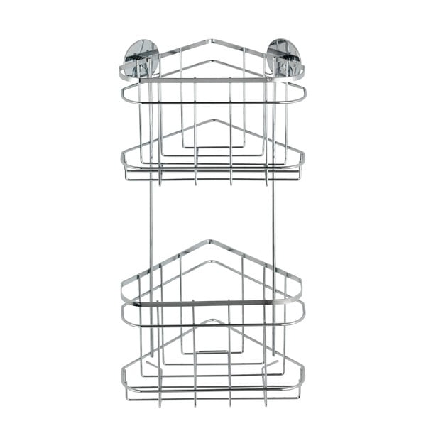 Samodržící dvoupatrová rohová polička Wenko Turbo-Loc, 15,5 x 22,5 cm-image-1