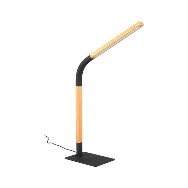LED настолна лампа с възможност за димиране в черен и естествен цвят с дървен абажур (височина 73,5 см) Norris - Trio-image-2