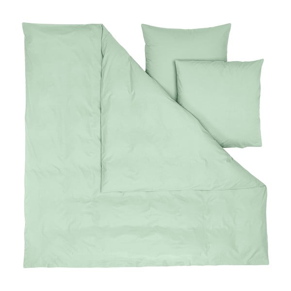 Зелено двойно спално бельо от памучен перкал Памучни произведения, 200 x 200 cm - Westwing Collection