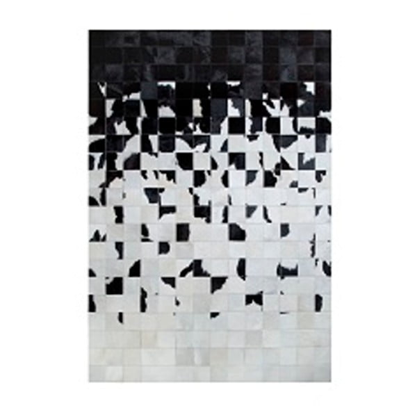 Černobílý koberec z pravé kůže Pipsa Degradada, 90x150 cm