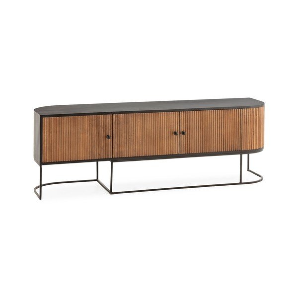 Маса за телевизор от масивно манго в естествен цвят 160x55x40 cm Curve – MOME