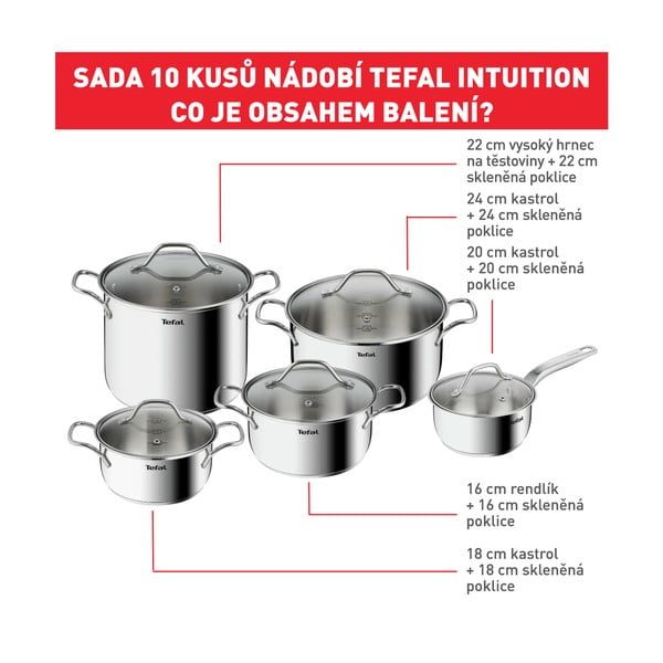 Комплект съдове от неръждаема стомана 10 бр. Intuition - Tefal-image-2