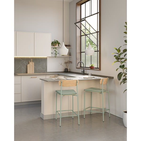 Бар столове в комплект от 2 броя в синьо-натурален цвят (височина на седалката 66 см) Adriana - Marckeric-image-1