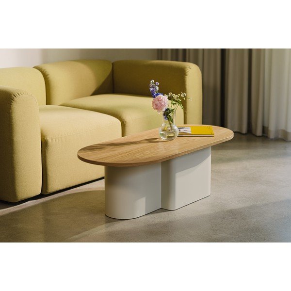 Бежова масичка за кафе с дъбов плот 50x115 cm Looi – noo.ma-image-1