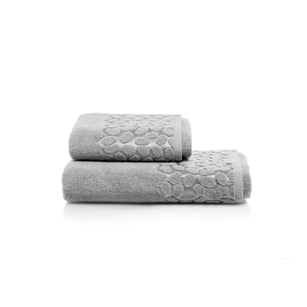 Set šedé osušky a ručníku z bavlny Maison Carezza Ciampino