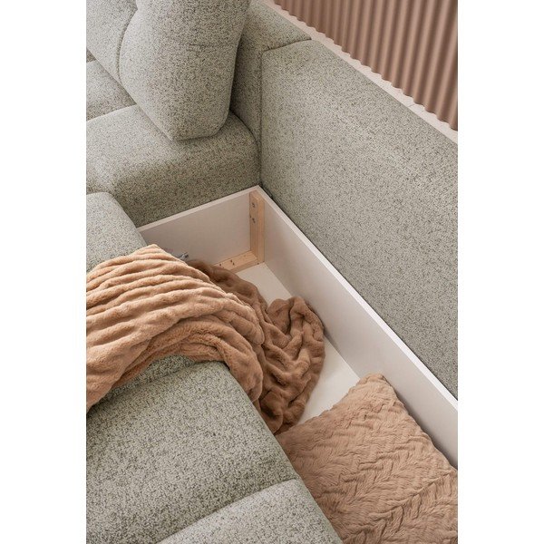 Светлокафяв разтегателен модулен ъглов диван с място за съхранение (ляв ъгъл) Lulu – Miuform-image-2