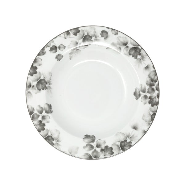 Бяло-светлосиви супени порцеланови чинии в комплект от 6 бр. ø 22 cm Foliage gray – Villa Altachiara