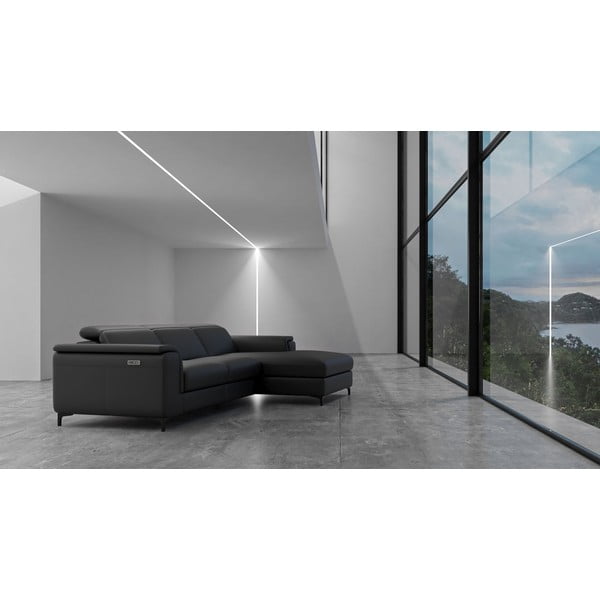 Тъмносив ъглов диван от естествена кожа (десен ъгъл) Brito - MESONICA-image-1