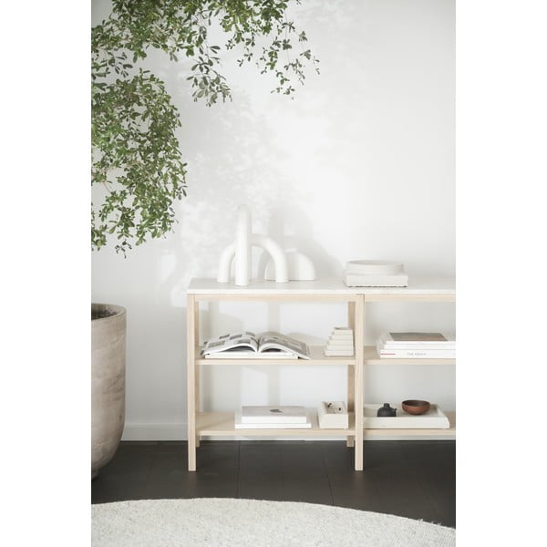 Конзолна маса в кафяво и бежово с каменен плот 140x40 cm Orwel - Rowico-image-1