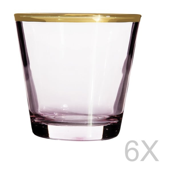 Sada 6 fialových  sklenic se zlatým okrajem Hera
