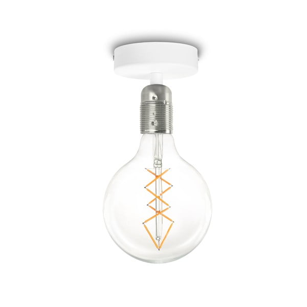 Бяла лампа за таван със сребърна фасунга Uno - Sotto Luce