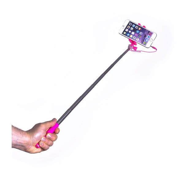 Růžová selfie tyč Celly Mini selfie, spoušť přes 3.5mm jack-image-2