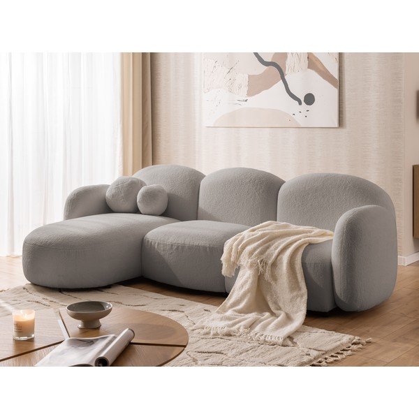 Сив ъглов диван от букле (ляв ъгъл) Orbit – Ropez-image-4