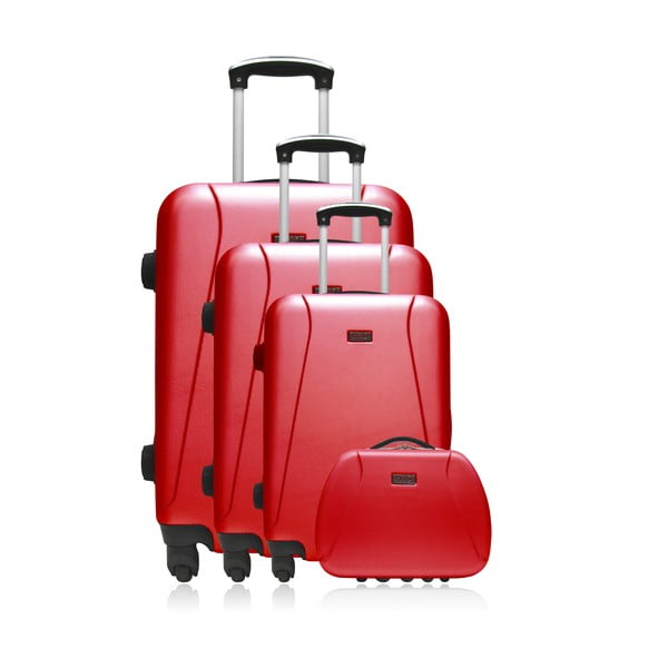 Комплект от 4 червени куфара за пътуване на колела Lanzarote-C - Hero
