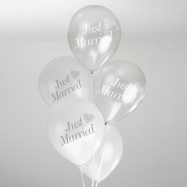 Sada 8 bílo-stříbrných balónků Neviti Vintage Romance