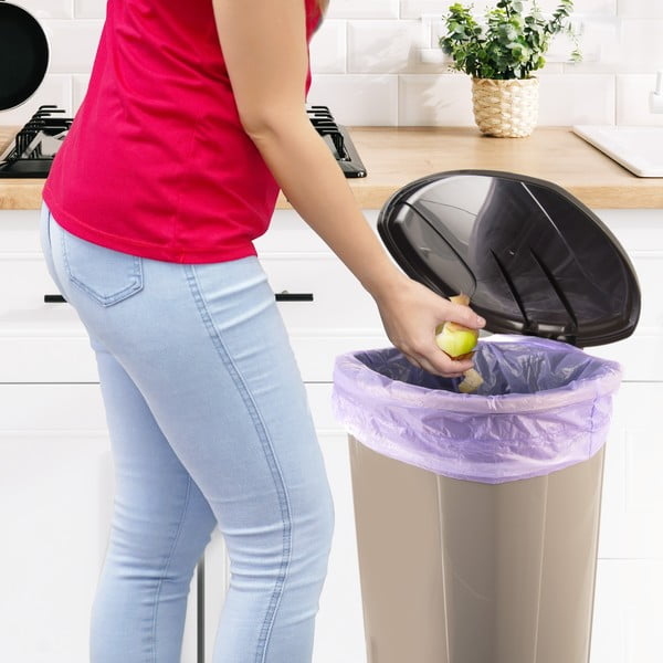 Кафяво пластмасово кошче за боклук с педал 30 l – Orion-image-2