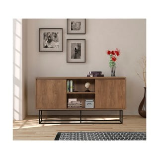 Нисък скрин от декор от орех в естествен цвят 140x72 cm Rodez – Kalune Design