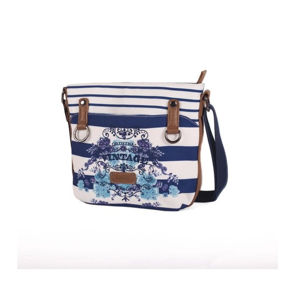 Modro-bílá kabelka Lois, 26 x 23 cm