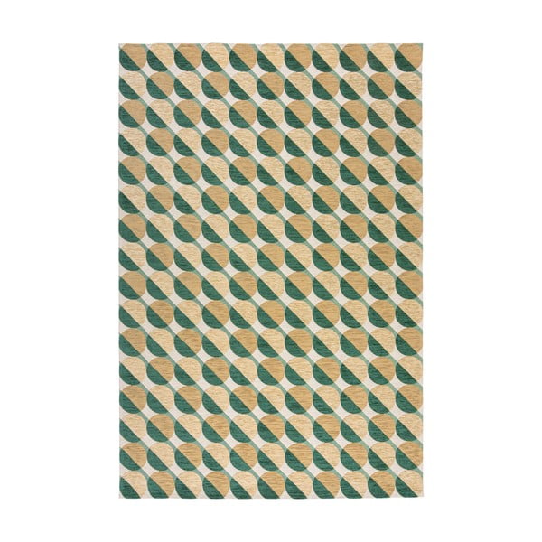 Жълто-зелен килим 155x230 cm Carlos Circle Geo – Flair Rugs