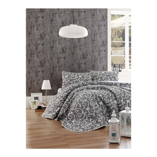 Комплект от черна покривка за легло и 2 калъфки за възглавници , 200 x 220 cm Merle - Mijolnir