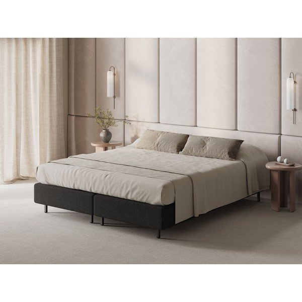 Черно тапицирано двойно легло без табла 160x200 cm Whale – Micadoni -image-1