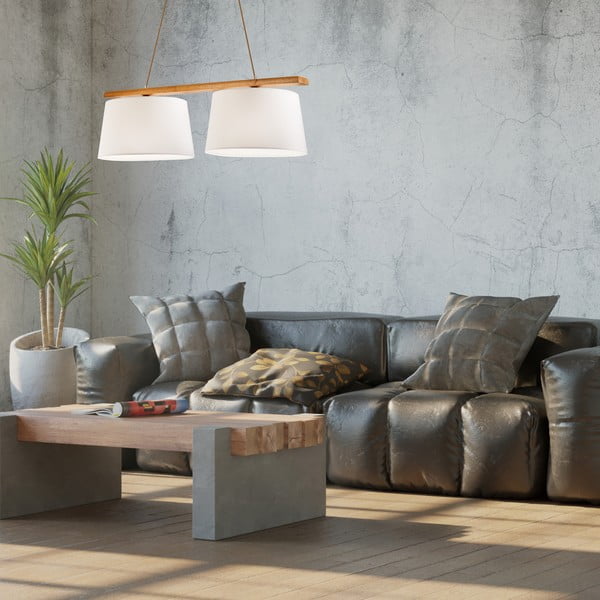 Кафява висяща лампа с текстилен абажур ø 35 cm Aida - LAMKUR-image-3