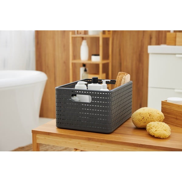 Тъмно сива рециклирана пластмасова кошница за съхранение Country - Rotho-image-4