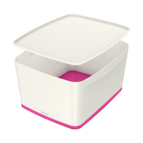 Бяло-розова пластмасова кутия за съхранение с капак 32x38.5x20 cm MyBox – Leitz