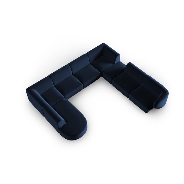 Син кадифен ъглов диван (десен ъгъл/U форма) Paolo – Milo Casa-image-1