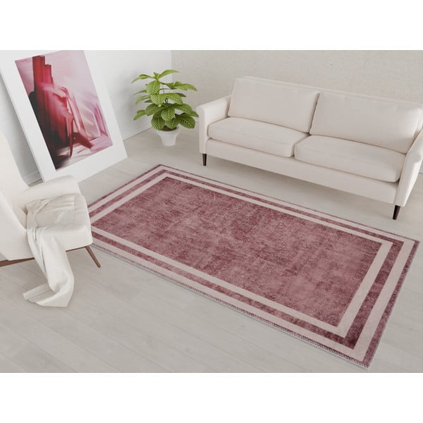 Червен миещ се килим 180x120 cm - Vitaus-image-1