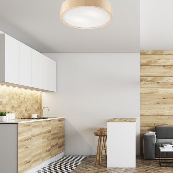 Светлокафява лампа за таван със стъклен абажур ø 37 cm Eveline - LAMKUR-image-2